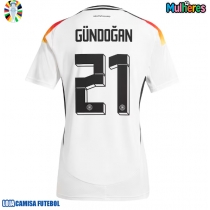 Camisa de Futebol Alemanha Ilkay Gundogan #21 Equipamento Principal Mulheres Europeu 2024 Manga Curta